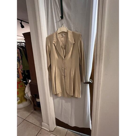 Alyn Paige Vintage Two Piece Gold Tank Dress And Long Line Jacket Size 9/10 - Picture 1 of 6